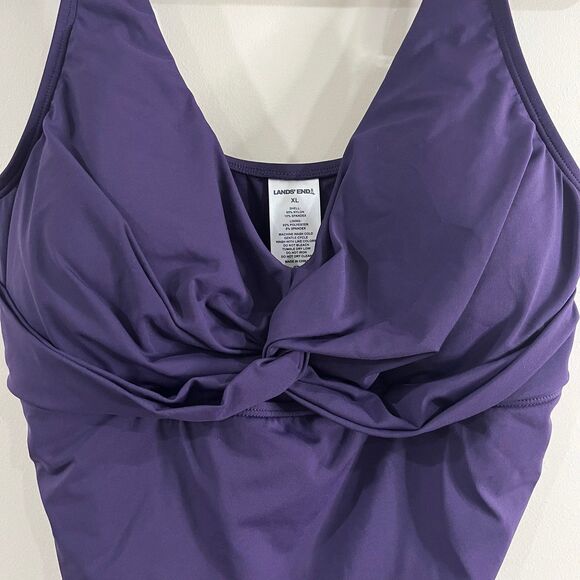 Land’s End Twist Front Tummy Control Purple One Piece Swimsuit size XL - Picture 3 of 5